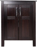 24 Inches Dark Coffee Single Bathroom Vanity with 2-Door Cabinet and Tempered Glass Sink Top W317468