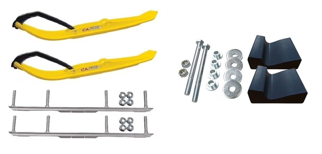 Yellow XT Snowmobile Skis with 4.5" Shaper Bars Complete Kit M159