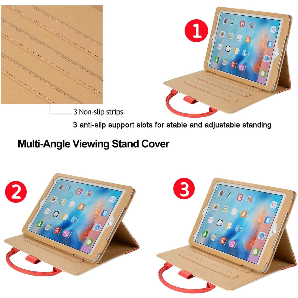 Red Slim Leather iPad 10.9 inch Case with Hand Strap Pocket J331392