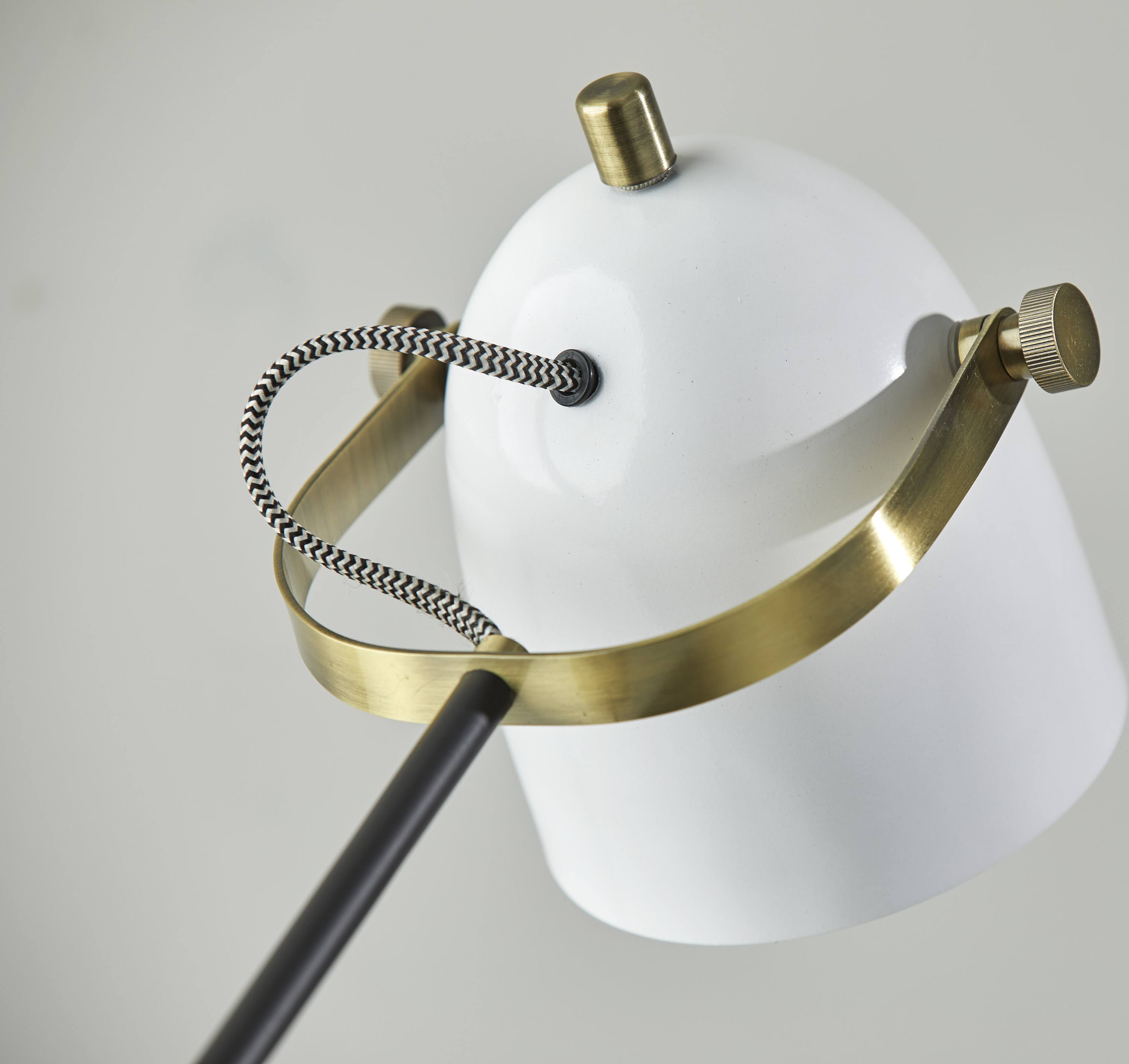 Black White and Antique Brass Desk Lamp H173