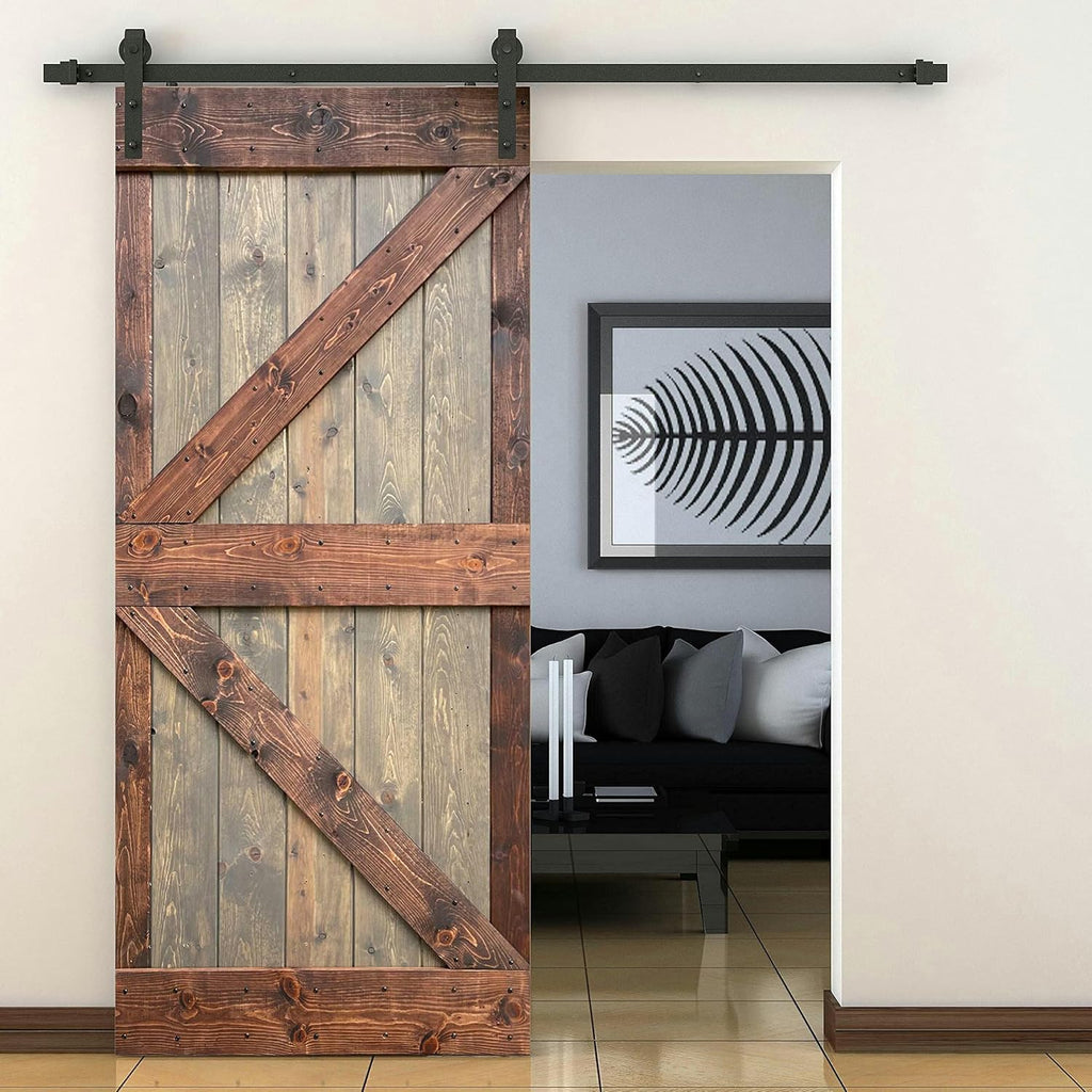 Knotty Pine Wood Interior Sliding Barn Door With Installation Hardware Kit M415
