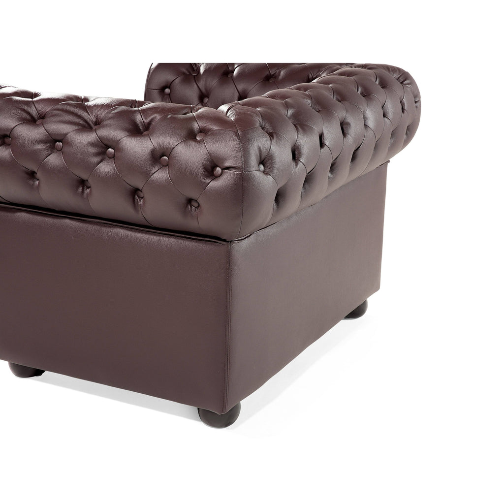 Tufted Leather Armchair Brown A3531