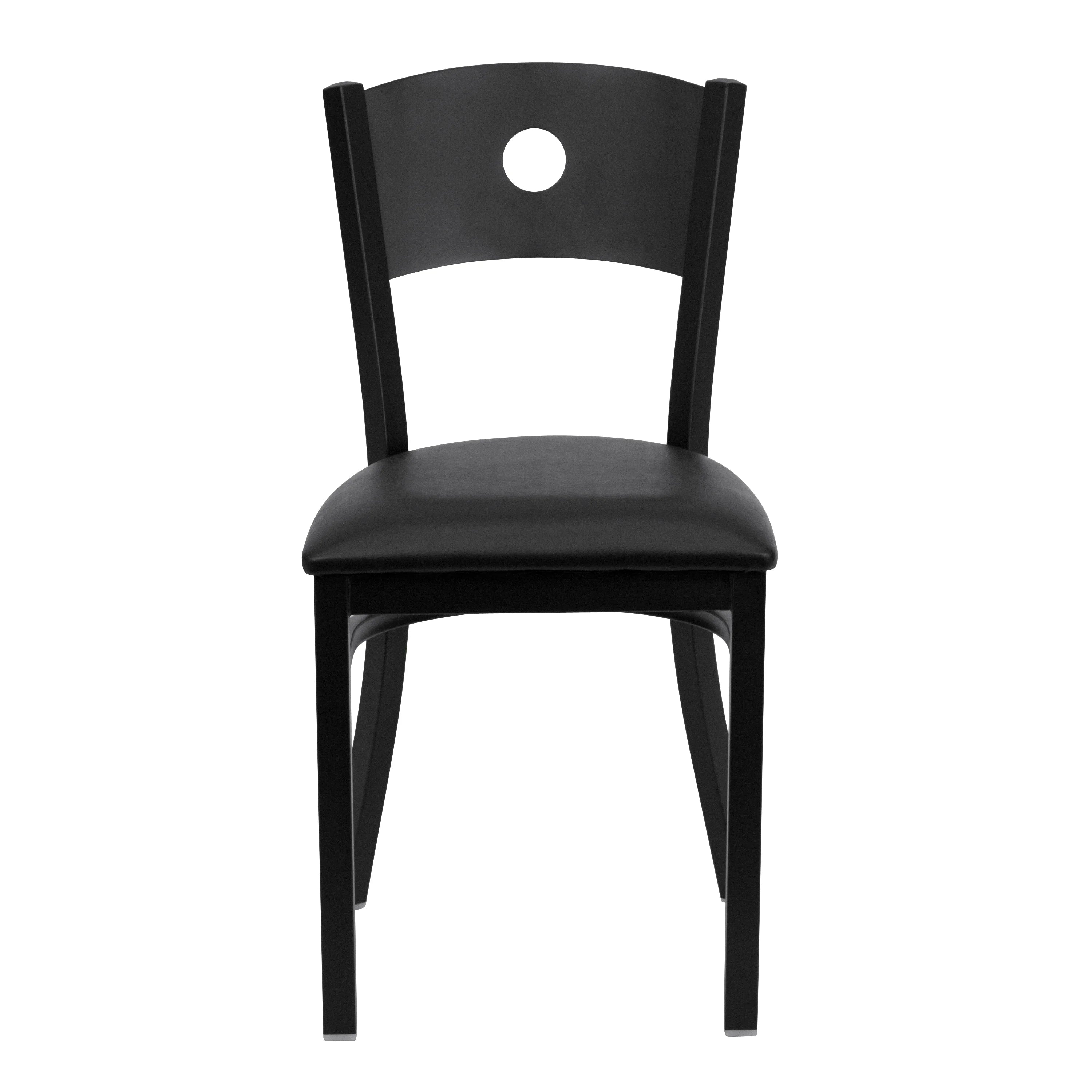 Black Circle Back Metal Restaurant Chair with Vinyl Seat L70201