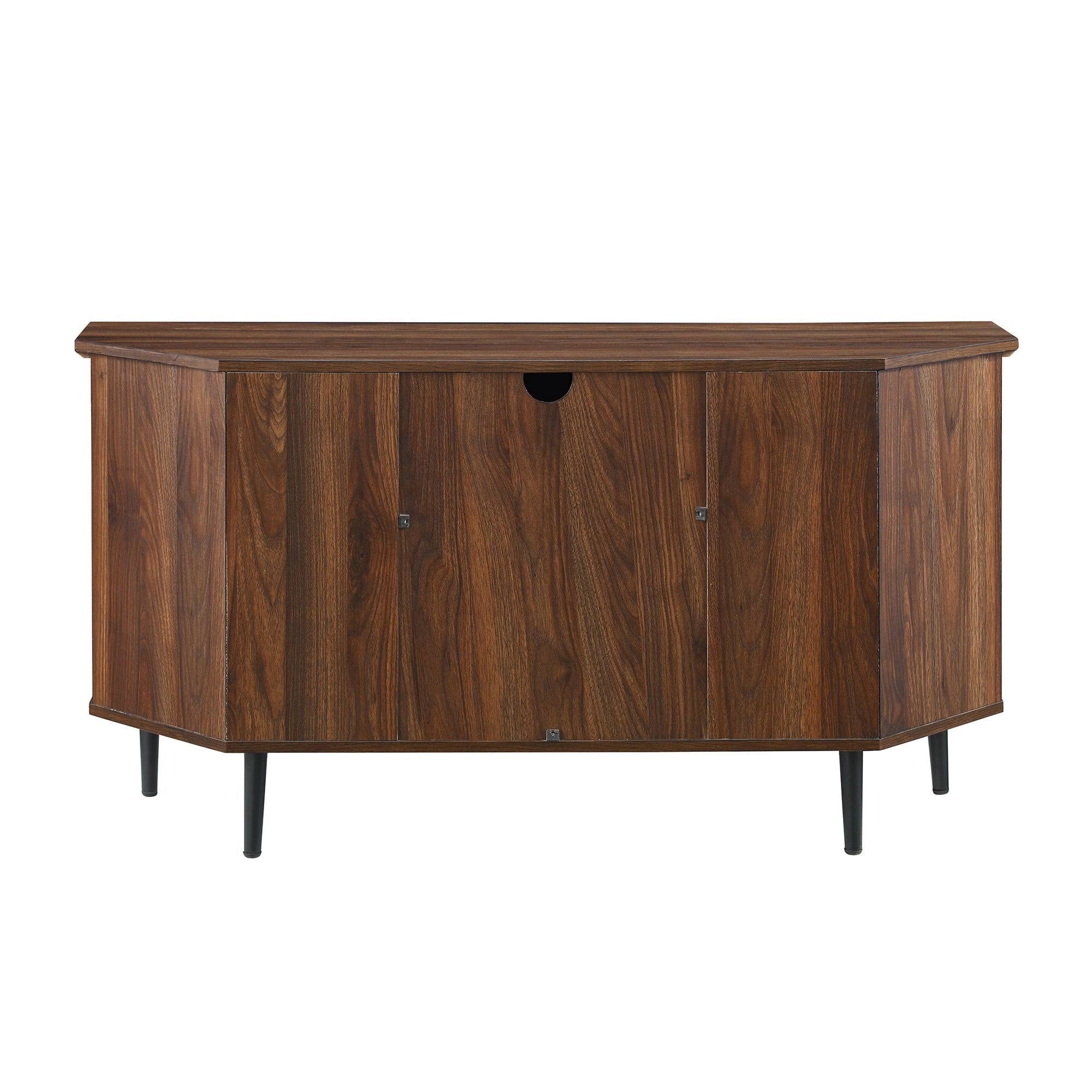 Dark Walnut Glass Door Corner TV Console X898980