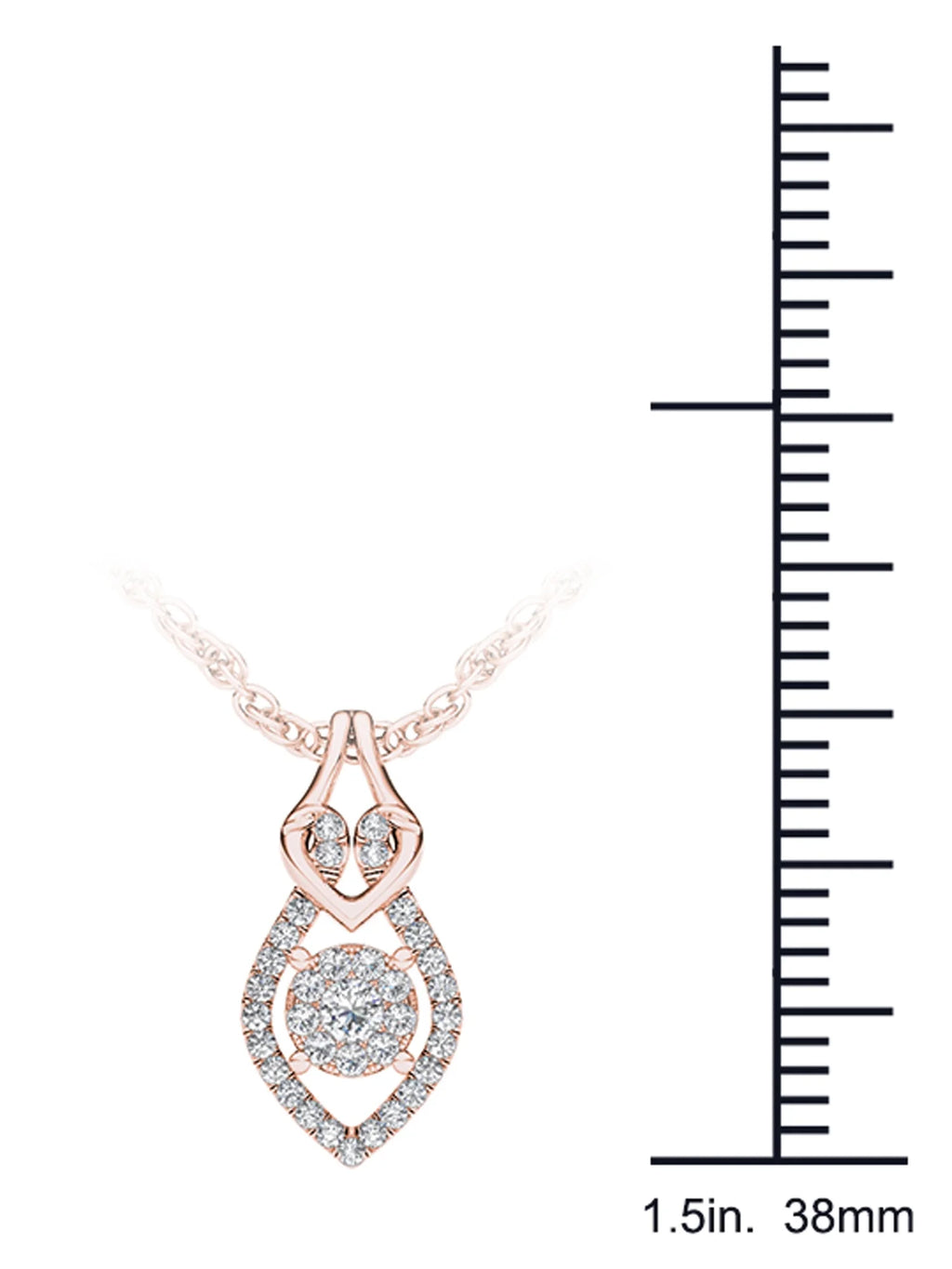 10K Rose Gold Diamond Teardrop Necklace Z205