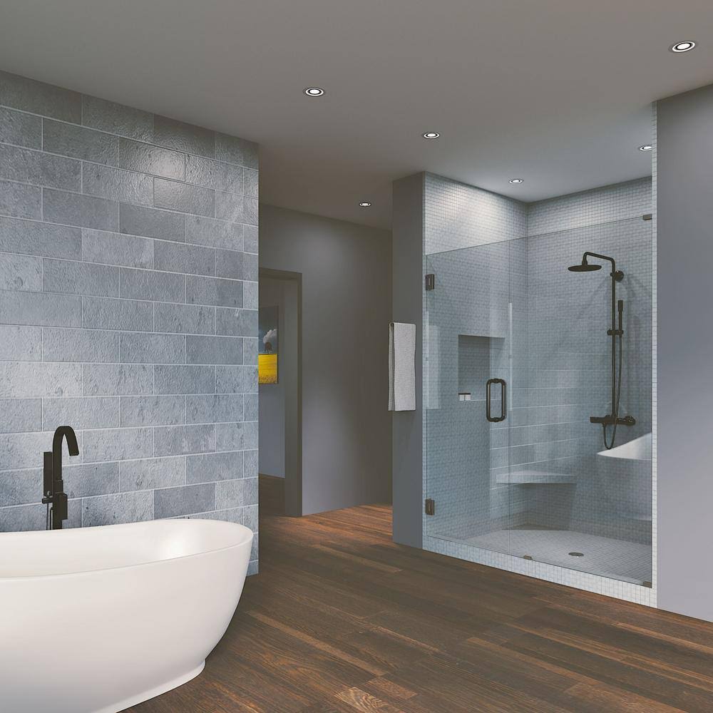Matte Black Hinged Frameless Shower Door P309397