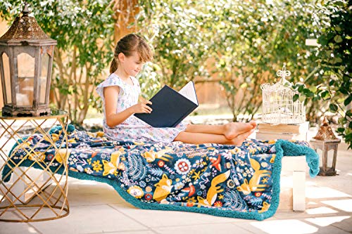 Teal Blue Queen Plush Sherpa Microfiber Throw Blanket M53038