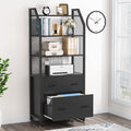 Black 2 Drawer File Cabinet with Bookshelf Z407