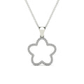 10K White Gold Diamond Clover Pendant Necklace Y135350