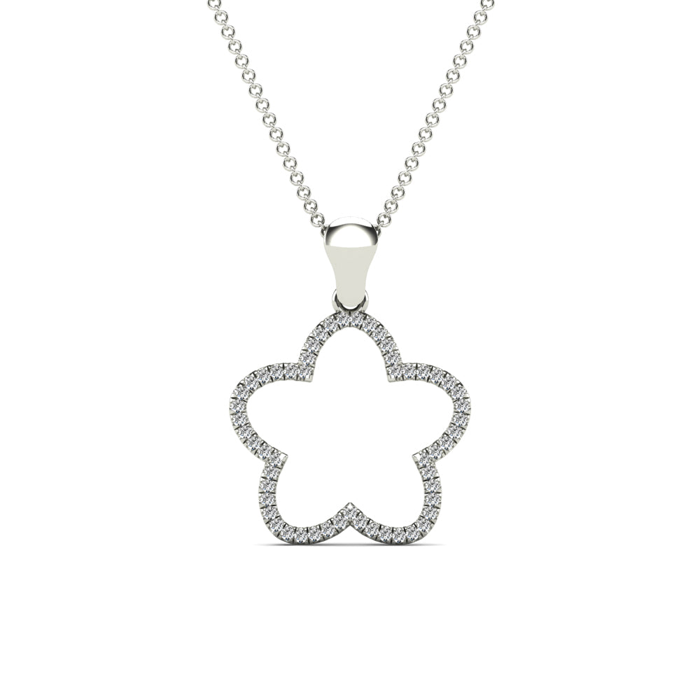 10K White Gold Diamond Clover Pendant Necklace Y135350