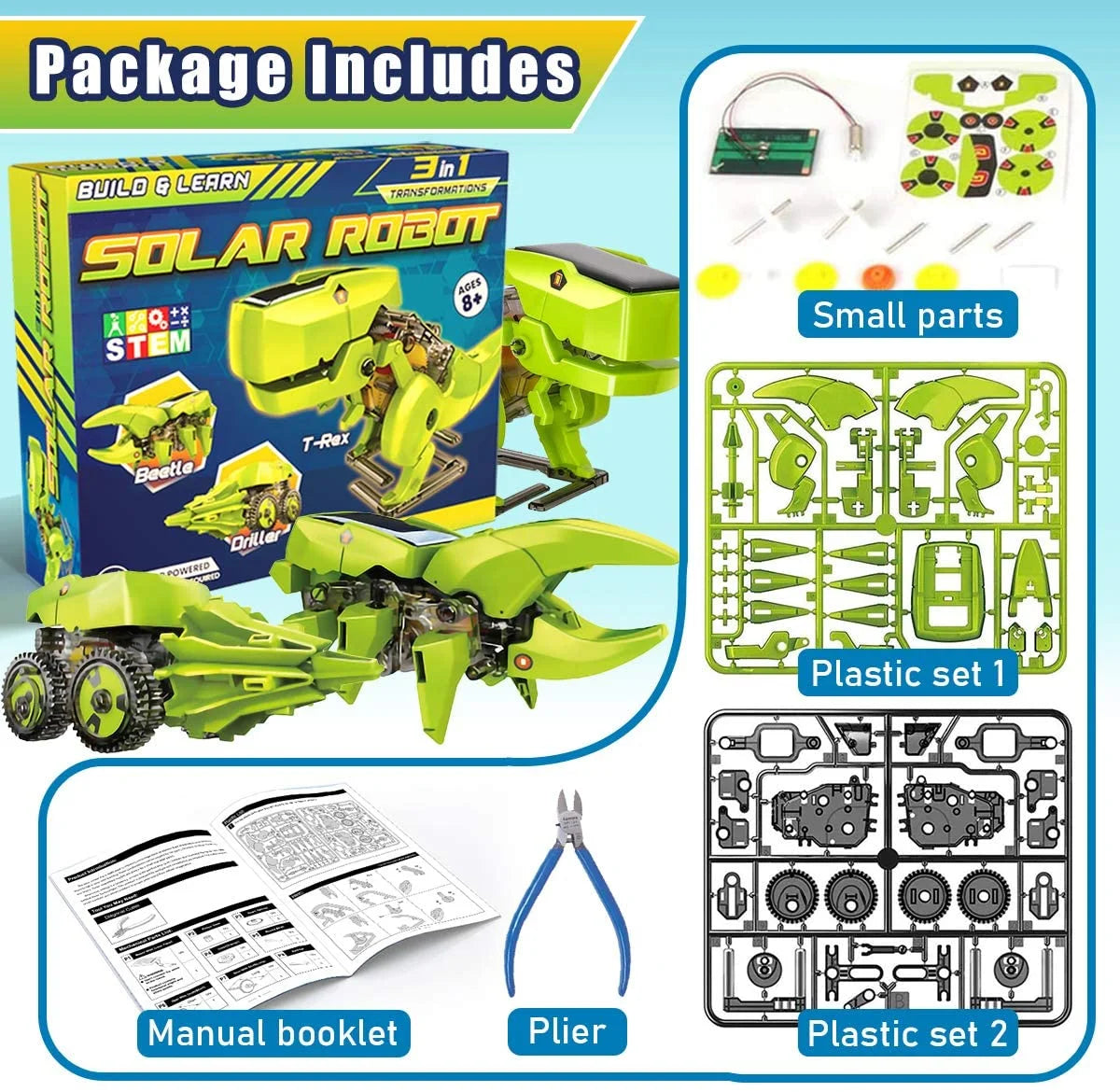 STEM Solar Dinosaur Building Robot Kit T117