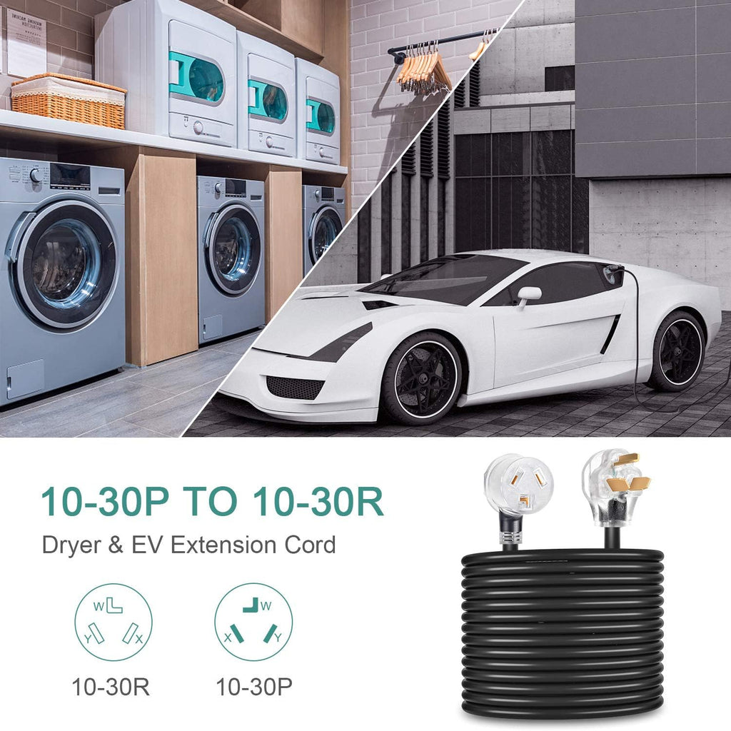Dryer Extension Cord 3 Prong, 30 Amp, NEMA 10-30P to 10-30R, 125V/250V, 50 Feet V5266
