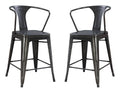 Charcoal 24x22 Bar Stool with Solid Metal Seat Back and Legs - Set of Two F878818