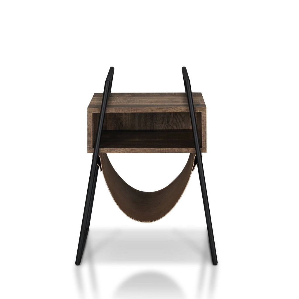 Rustic Oak Open Shelf End Table L352