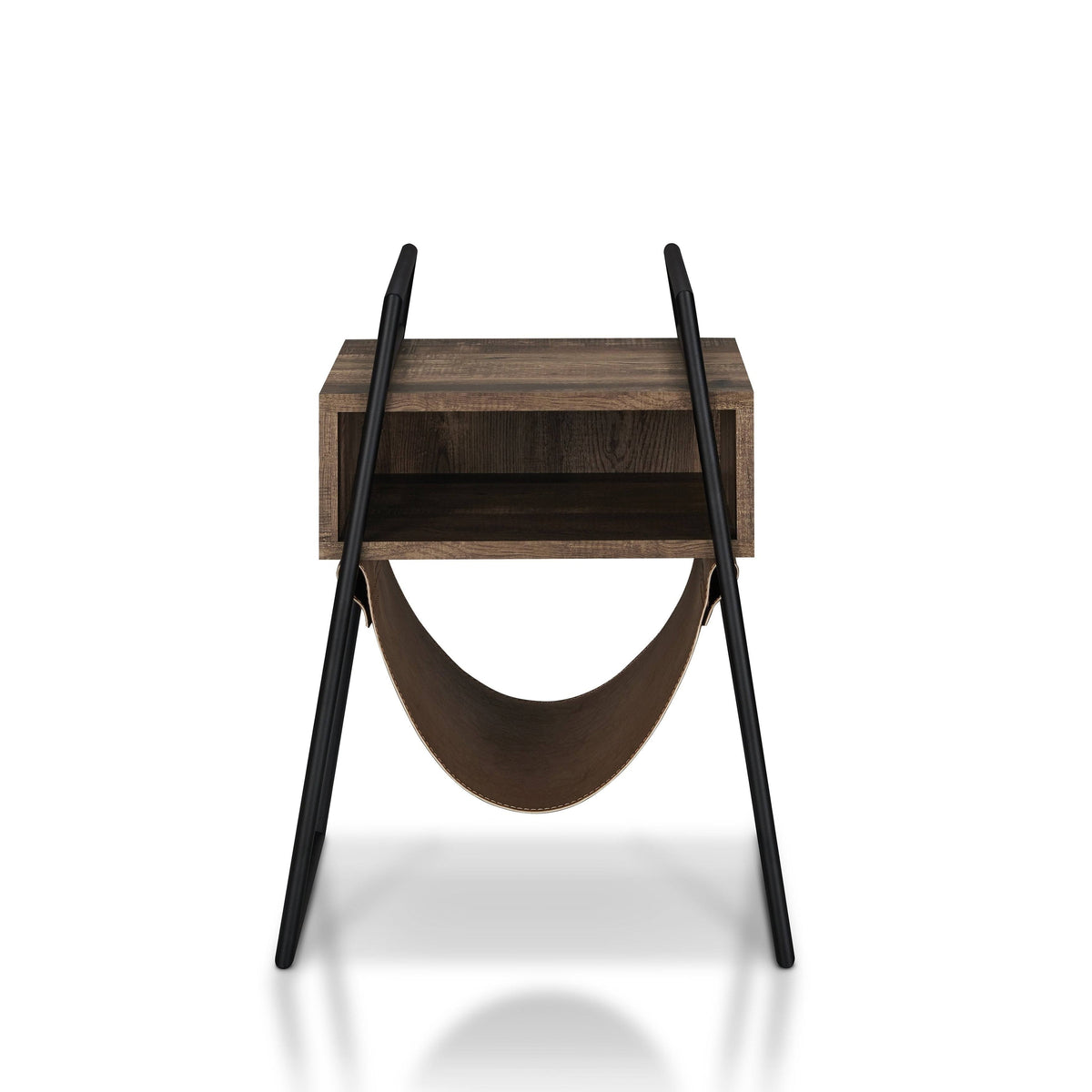 Rustic Oak Open Shelf End Table L352