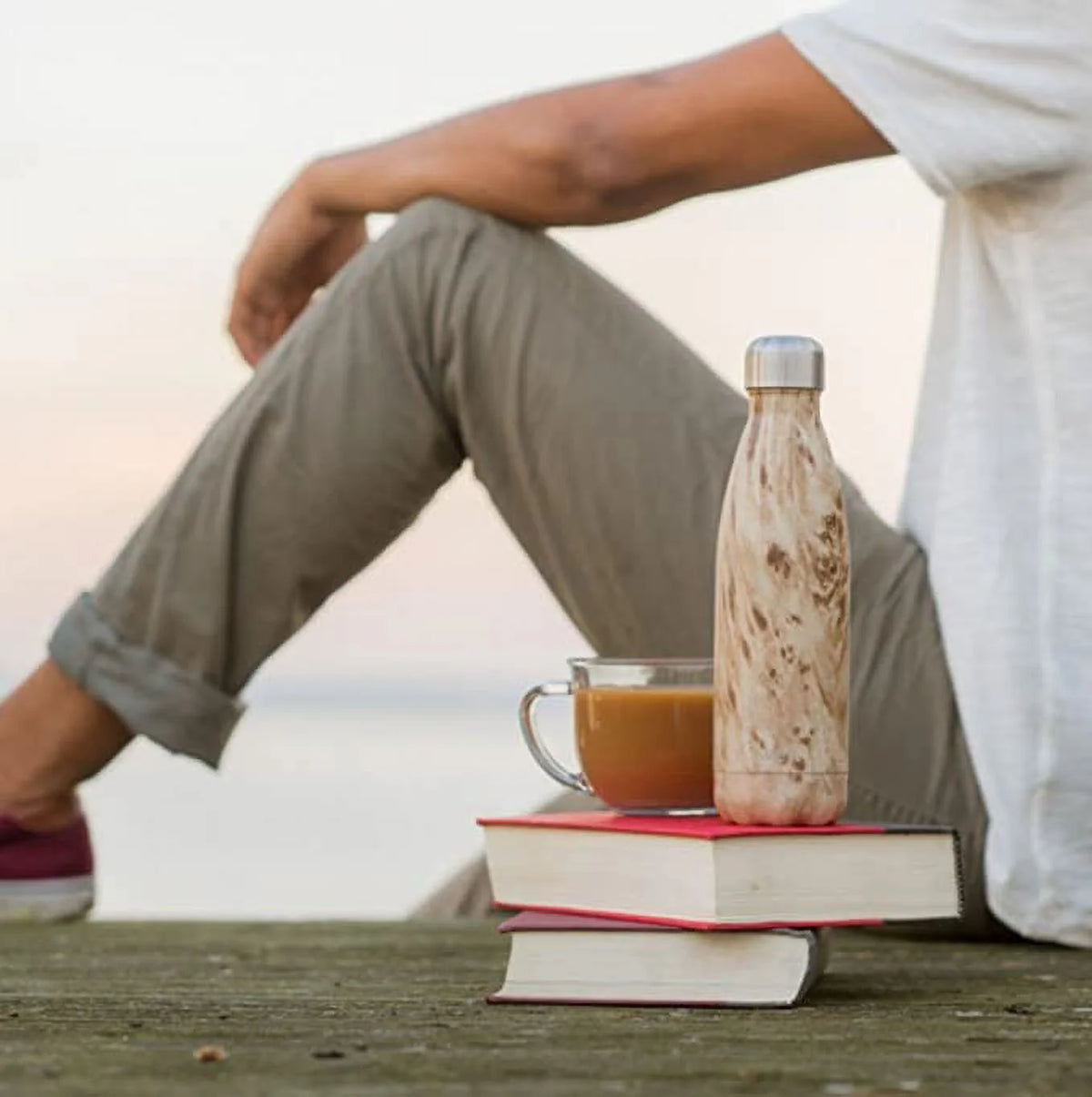 Blonde Wood 9 oz Stainless Steel Water Bottle J978673