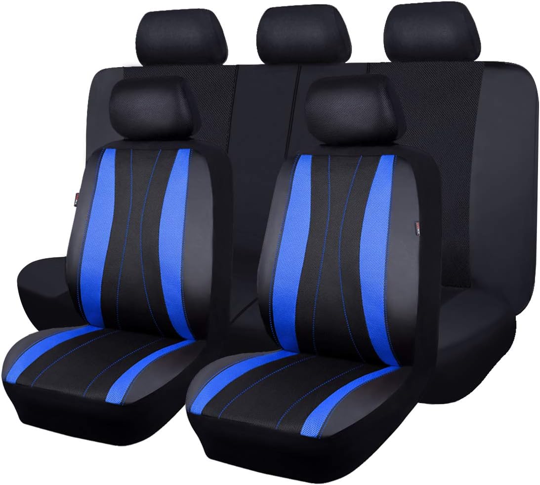 Faux Leather Mesh Car Seat Covers Full Set K114
