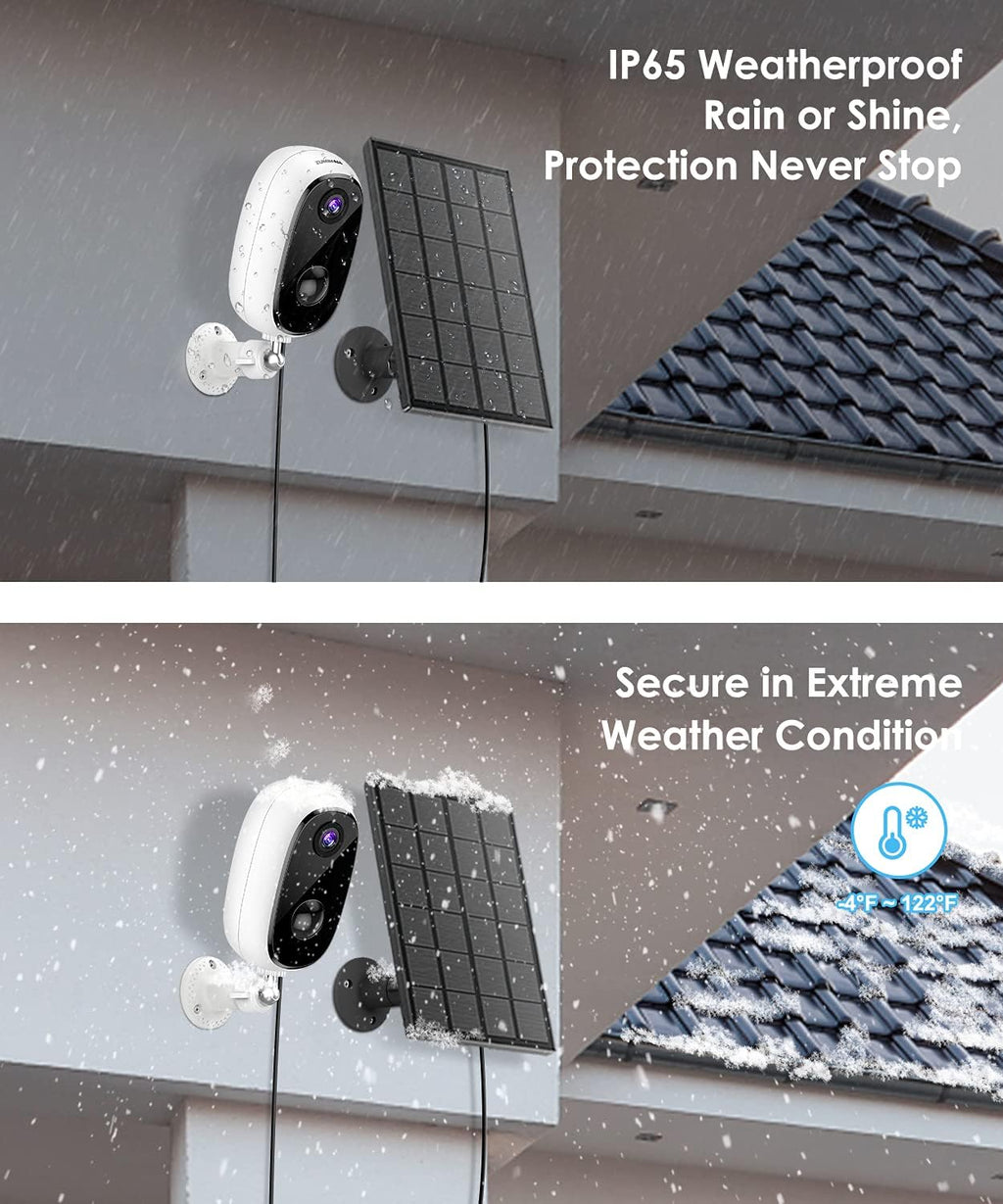 Solar Powered Outdoor Security Cameras Wireless, 1080P, Night Vision, 2-Way Talk, Motion Detection, Waterproof D446120