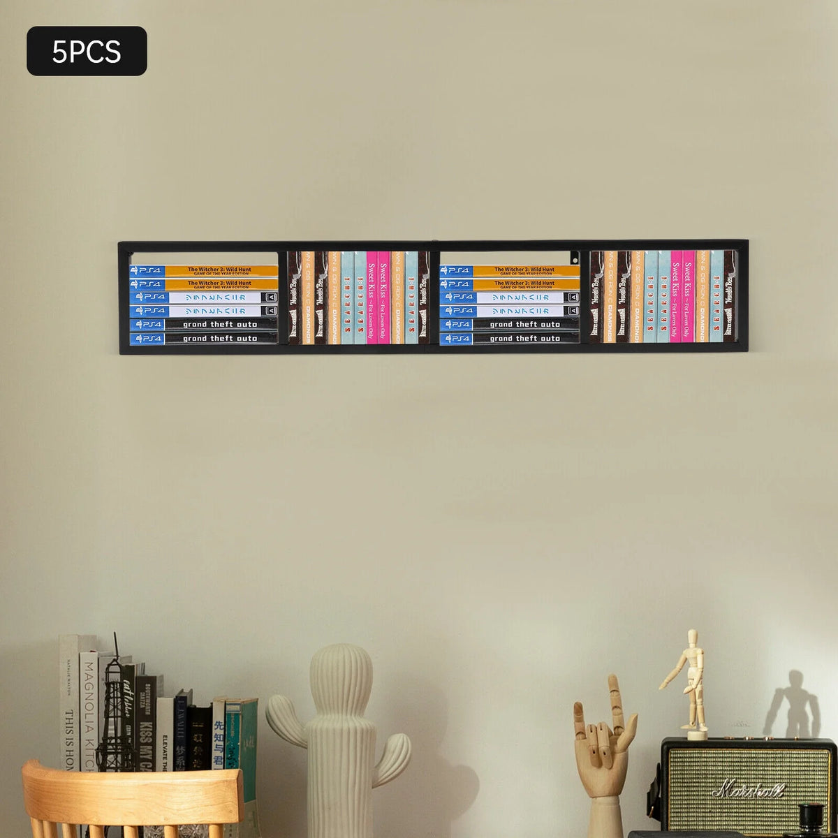34 In Media Storage Shelves for Wall, CD DVD Storage Shelf F7658