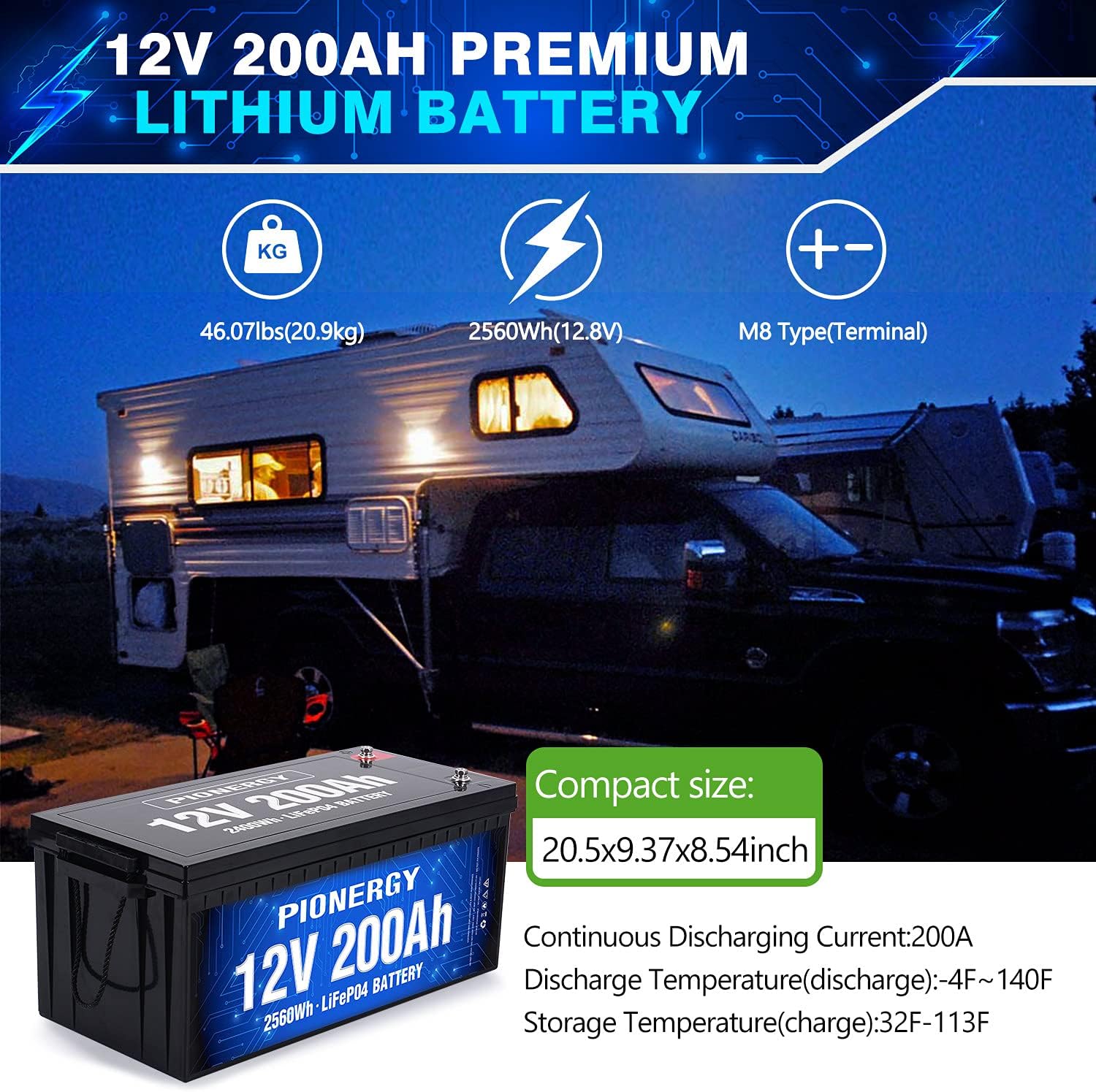 12V 100Ah LiFePO4 Lithium Battery with 100A BMS B585