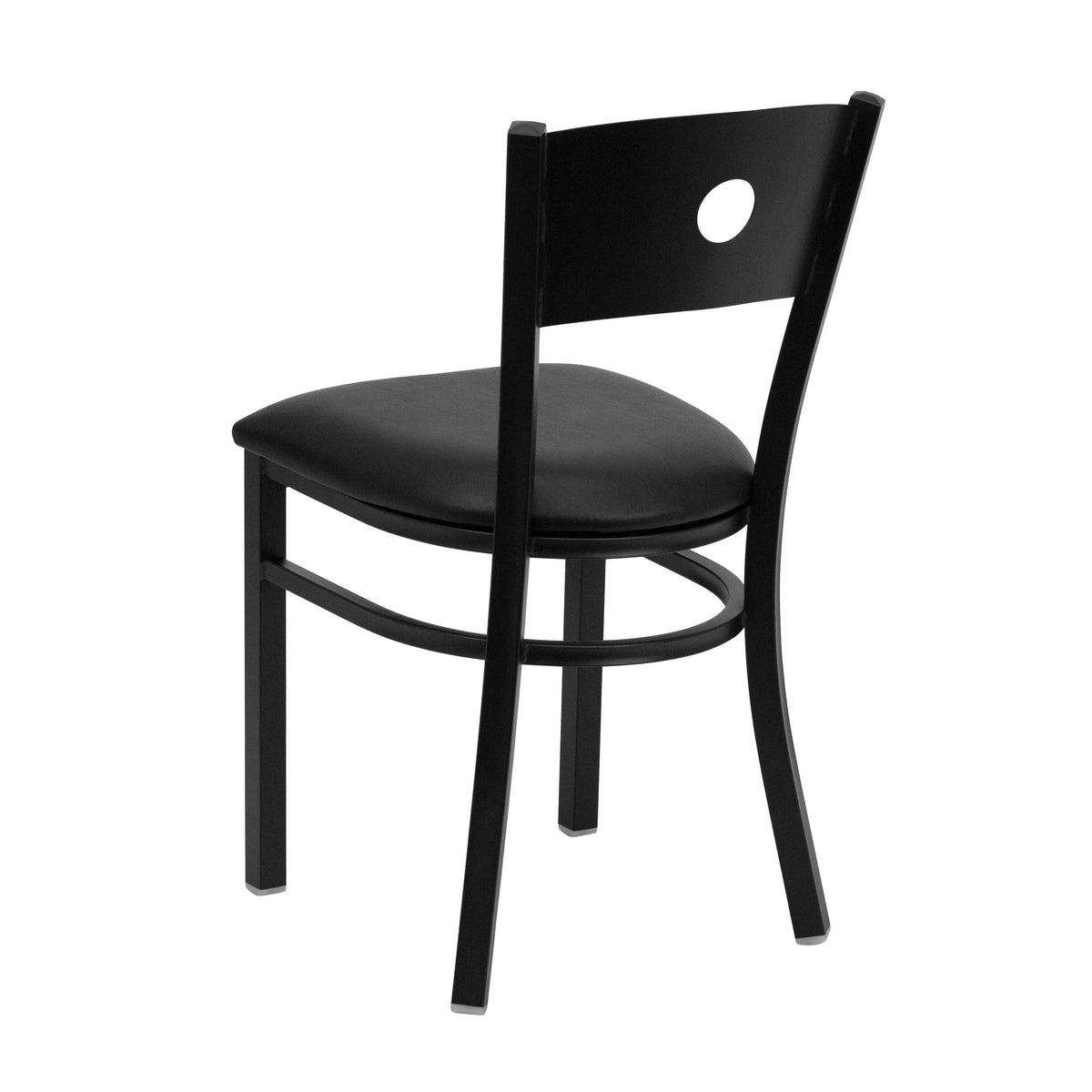 Black Circle Back Metal Restaurant Chair with Vinyl Seat L70201