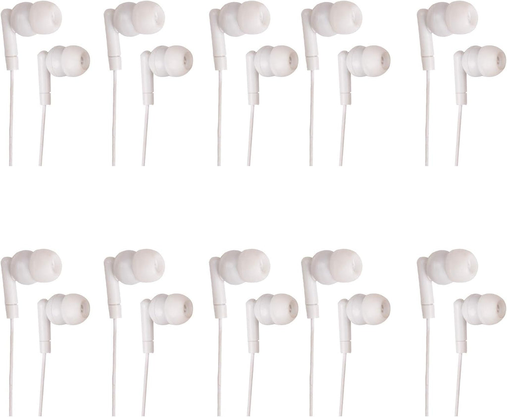 White Headphones 3.5mm Disposable Earbuds 50 Pack K380636