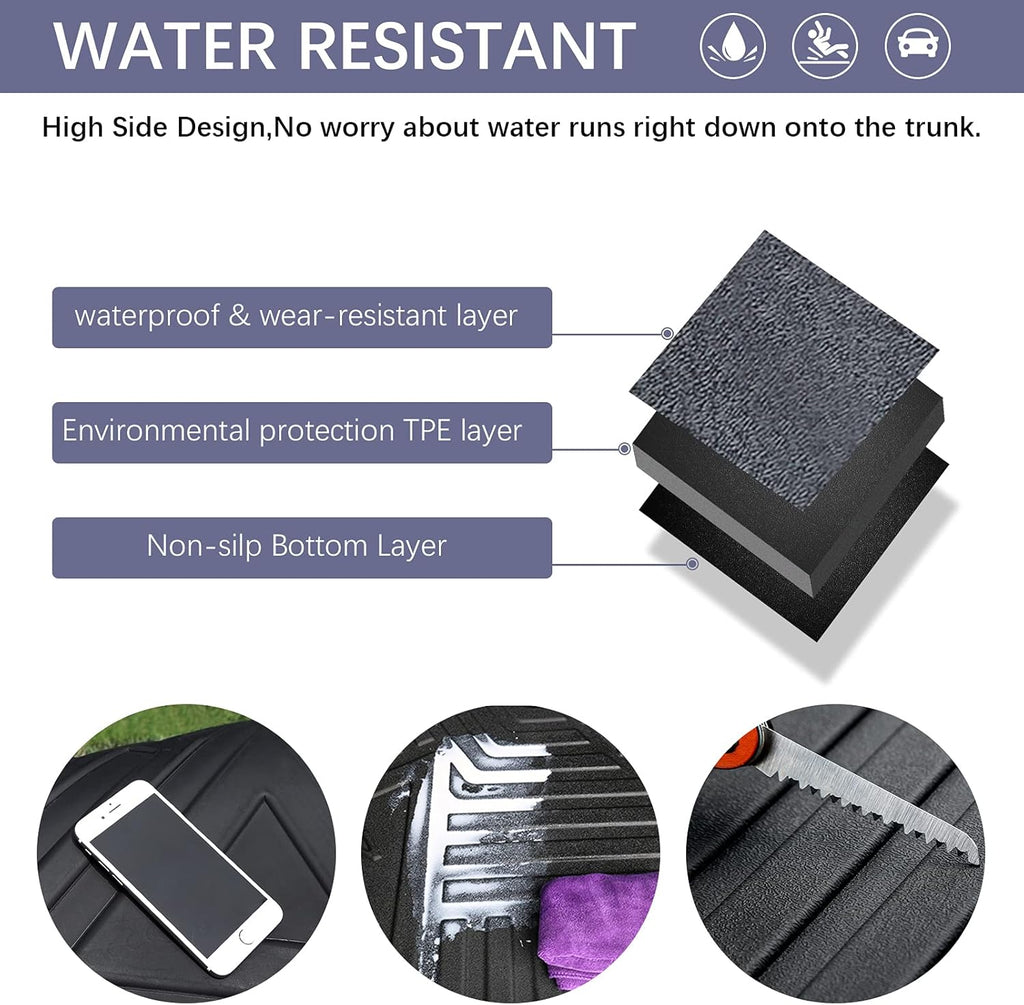 Black TPO Waterproof Rear Cargo Tray Trunk Floor Mat Q8816