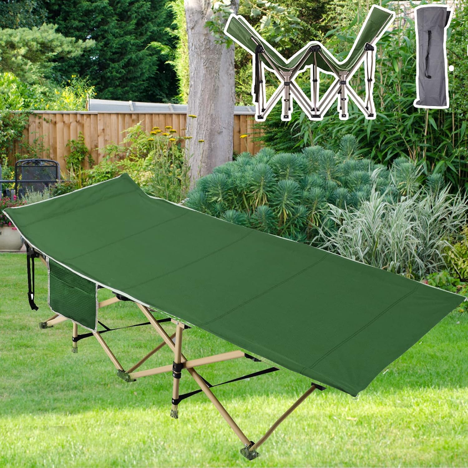 Double Layer 1200D Folding Camping Cots with Carrying Bag N667