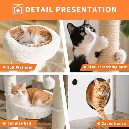 Rustic Brown Wooden Cat Furniture with Cat Tree Tower and Condo L511