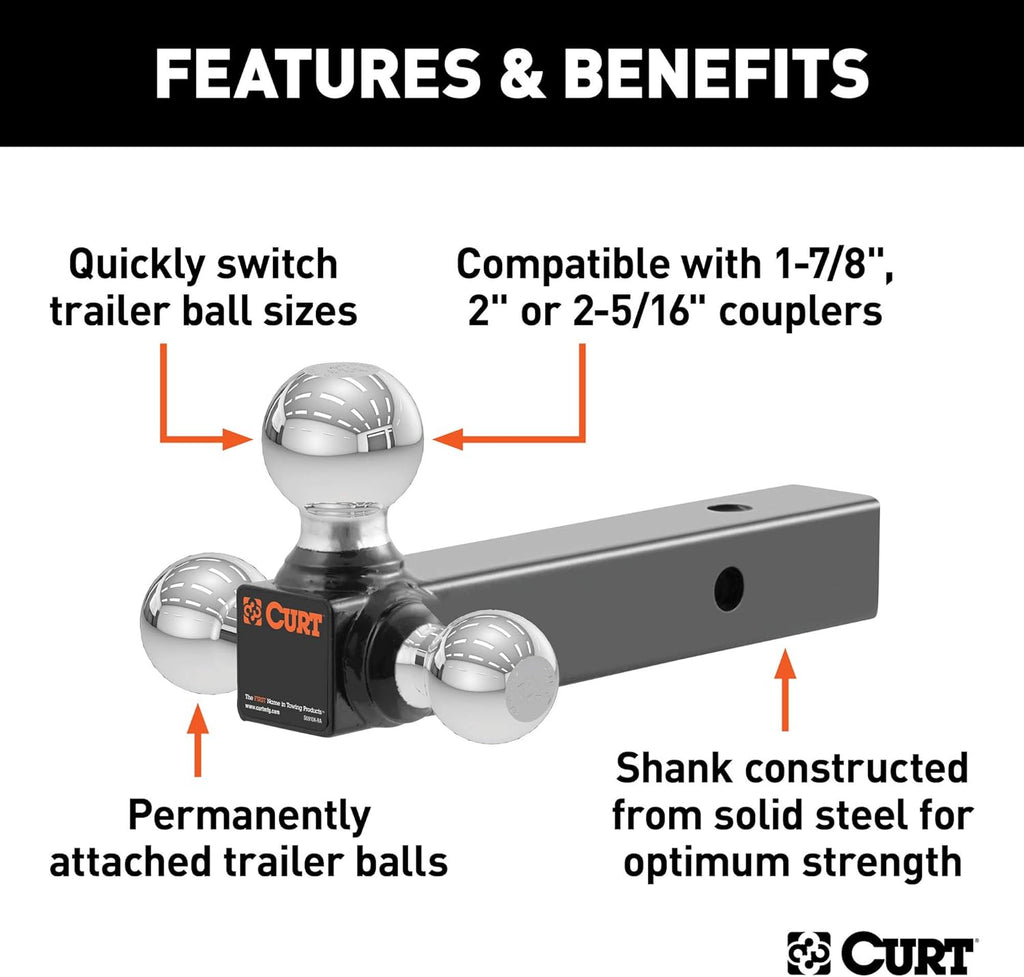 Multi-Ball Trailer Hitch Ball Mount, 2-Inch Receiver, 10,000 lbs, Pack of 2 R92244