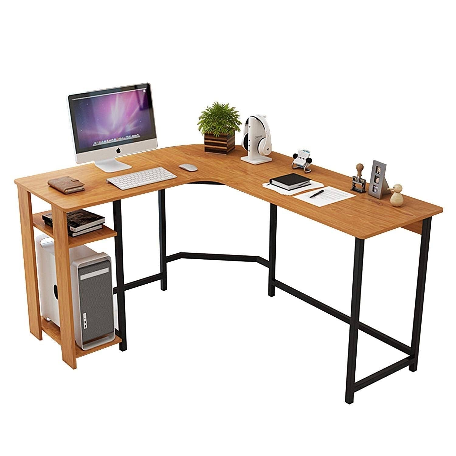 L Shaped Office Desk Computer Desk Table Corner Set Black I77429