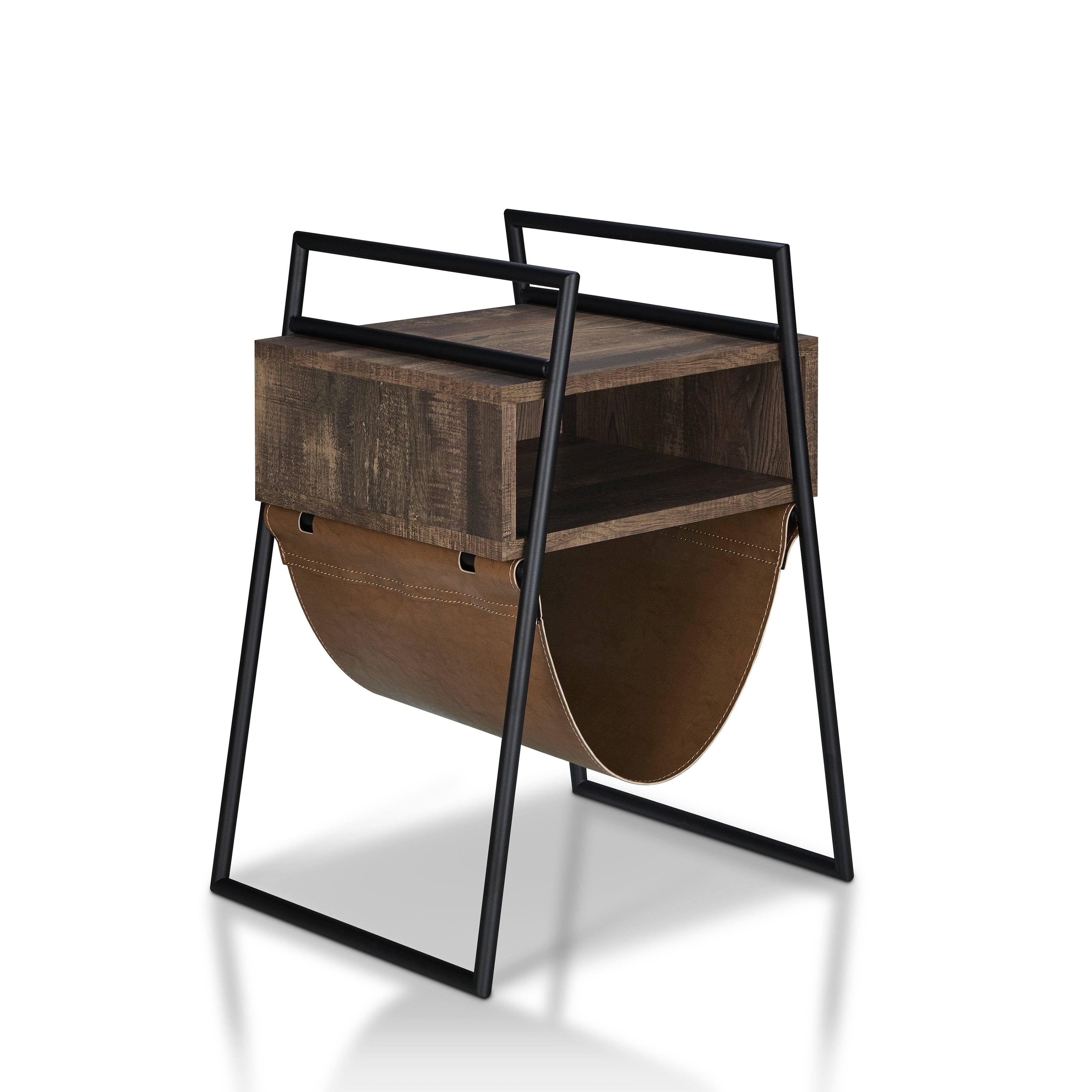 Rustic Oak Open Shelf End Table L352