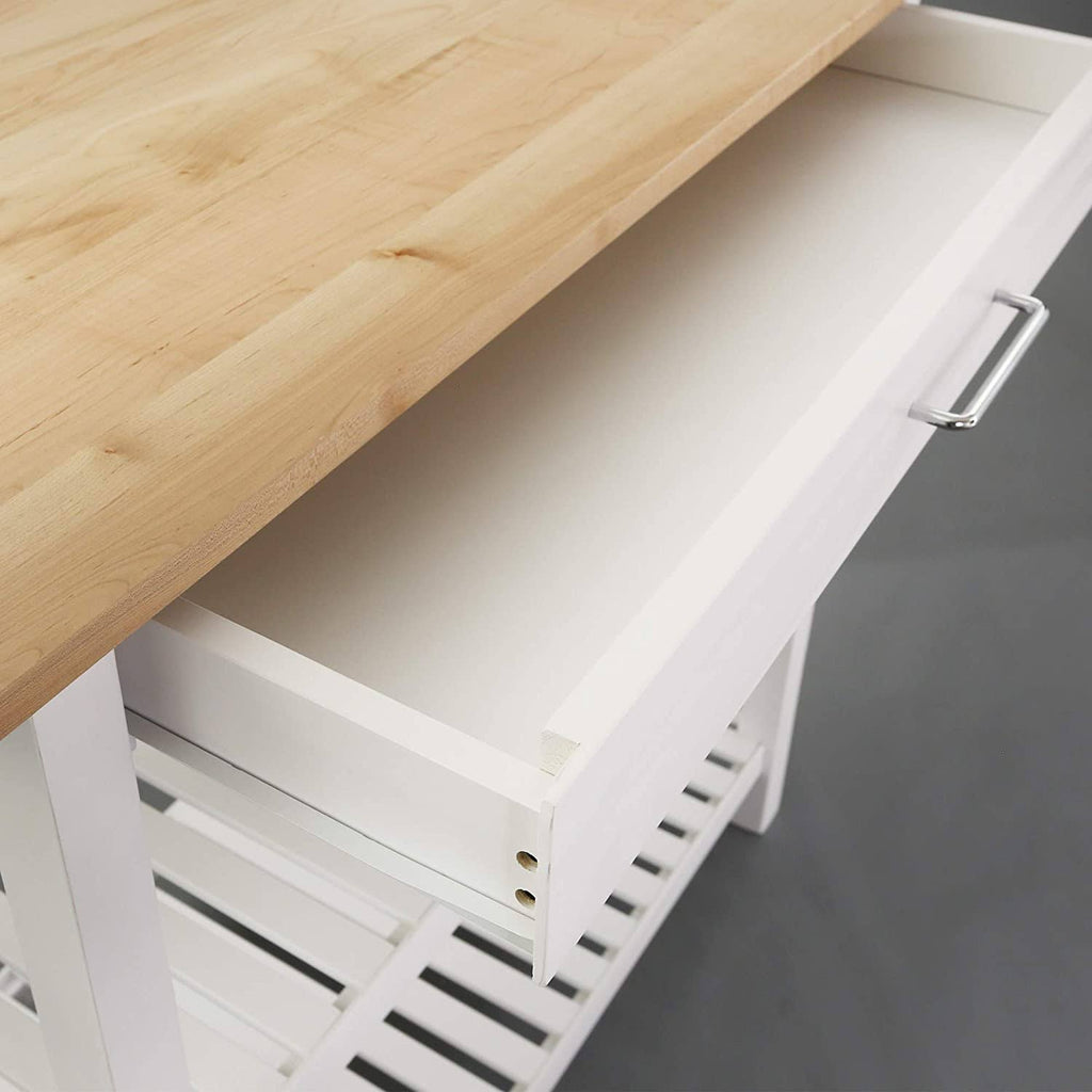 Natural/White Kitchen Island with Solid American Hardwood Top S6991