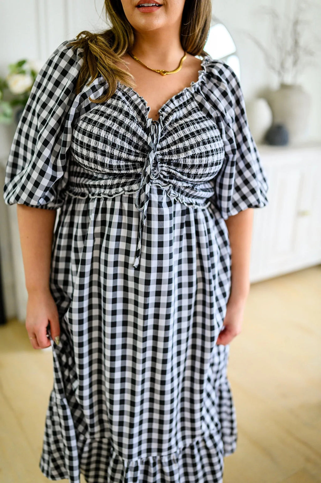 Gingham Midi Dress K796467