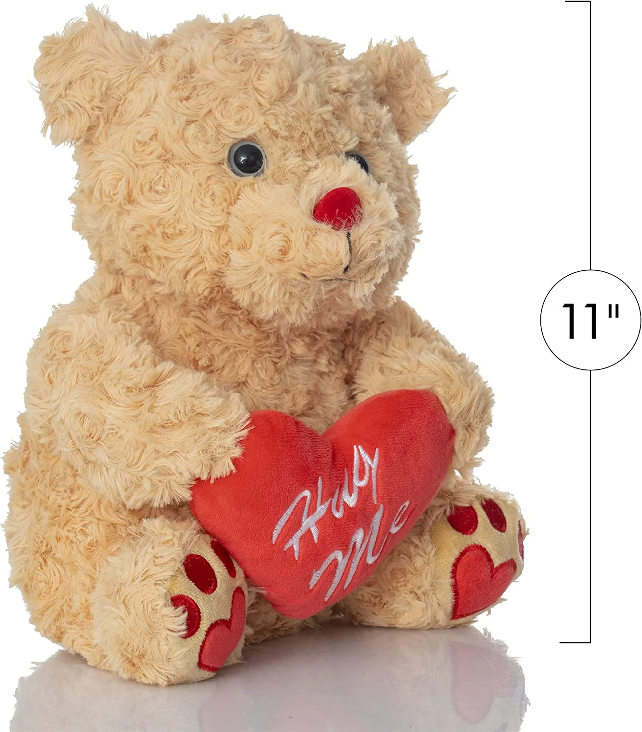Brown Plush Teddy Bear with Red Hug Me Love Heart Stuffed Animal H140