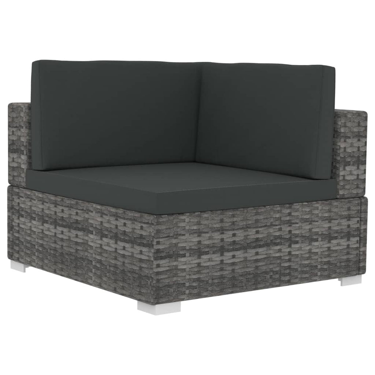 Set of 2 Gray Poly Rattan Corner Sofa with Cushions X545975