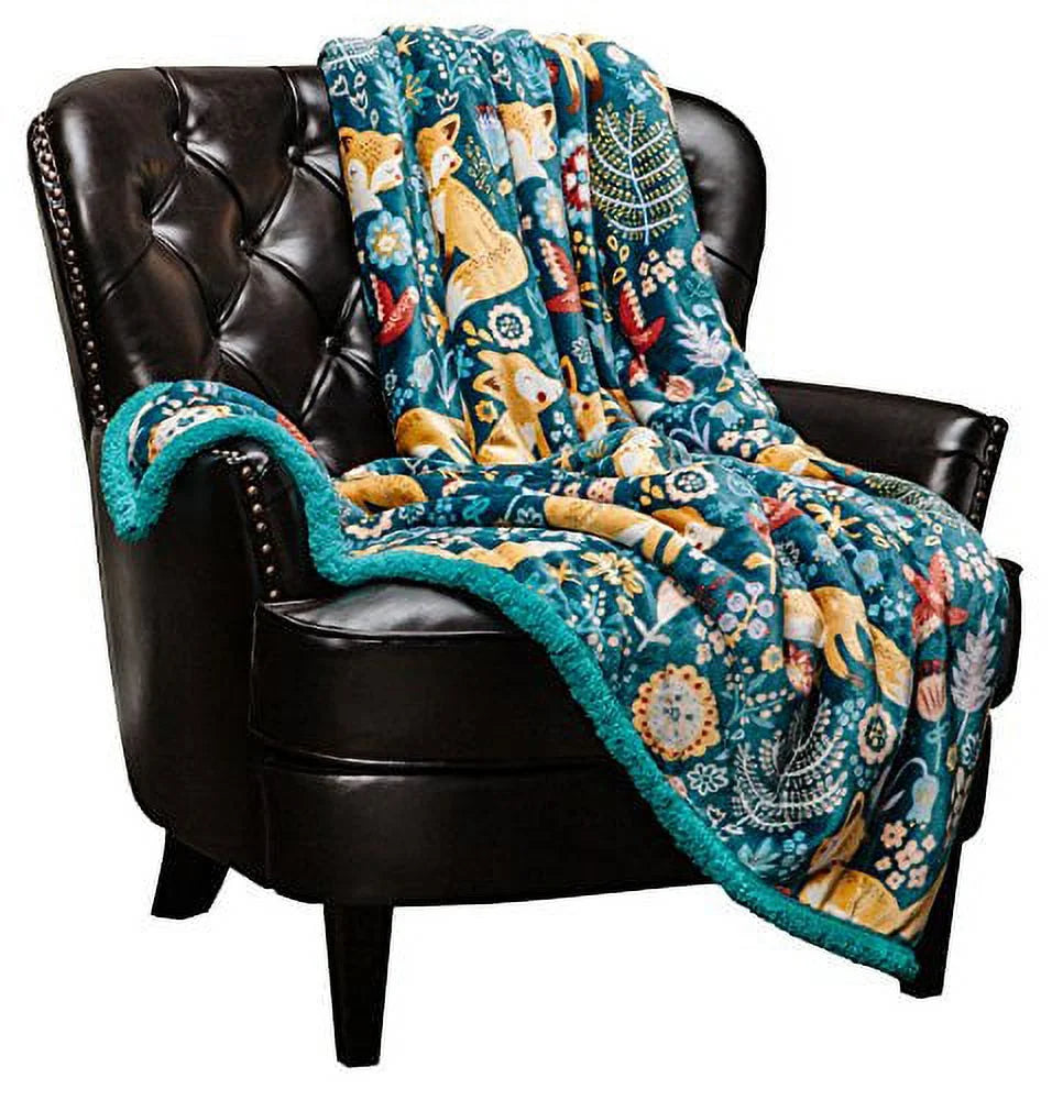 Teal Blue Queen Plush Sherpa Microfiber Throw Blanket M53038