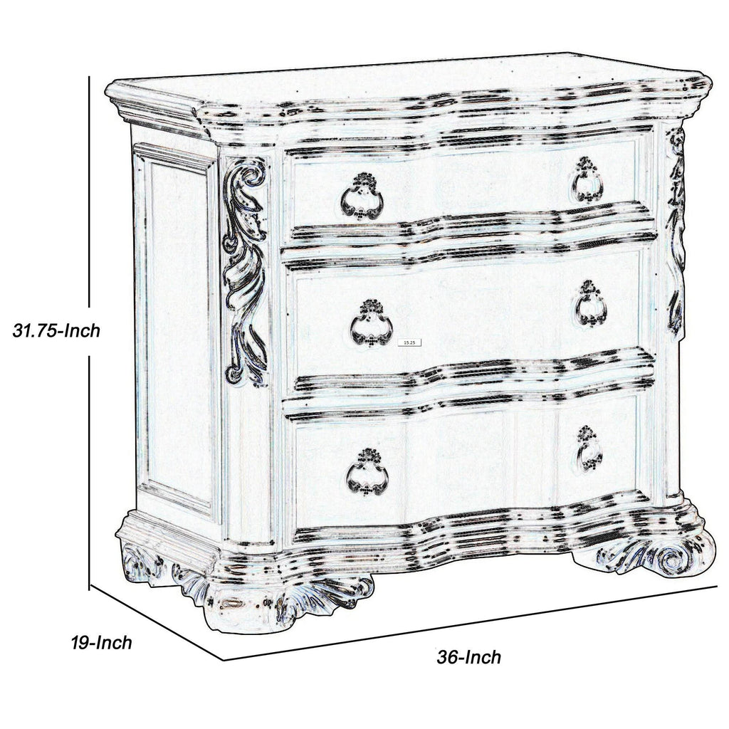 3 Drawer Cherry Brown Nightstand J381095