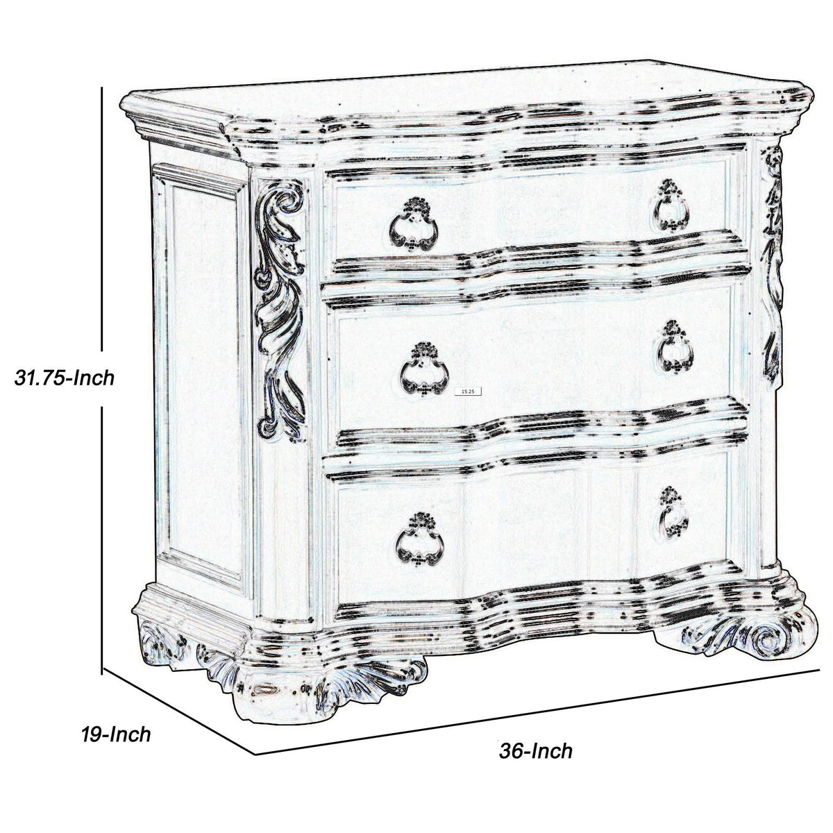 3 Drawer Cherry Brown Nightstand J381095