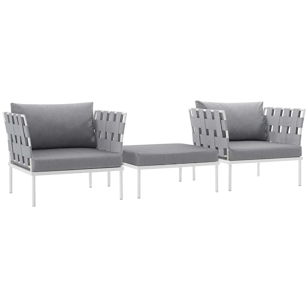 White Gray 3 Piece Aluminum Patio Sectional Sofa Set R463