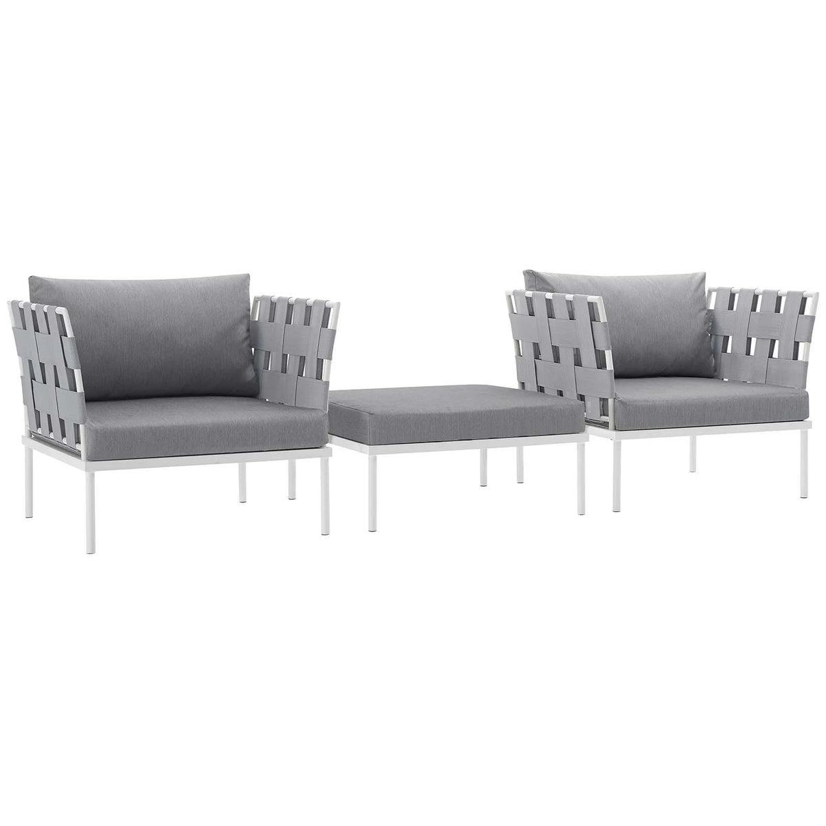White Gray 3 Piece Aluminum Patio Sectional Sofa Set R463