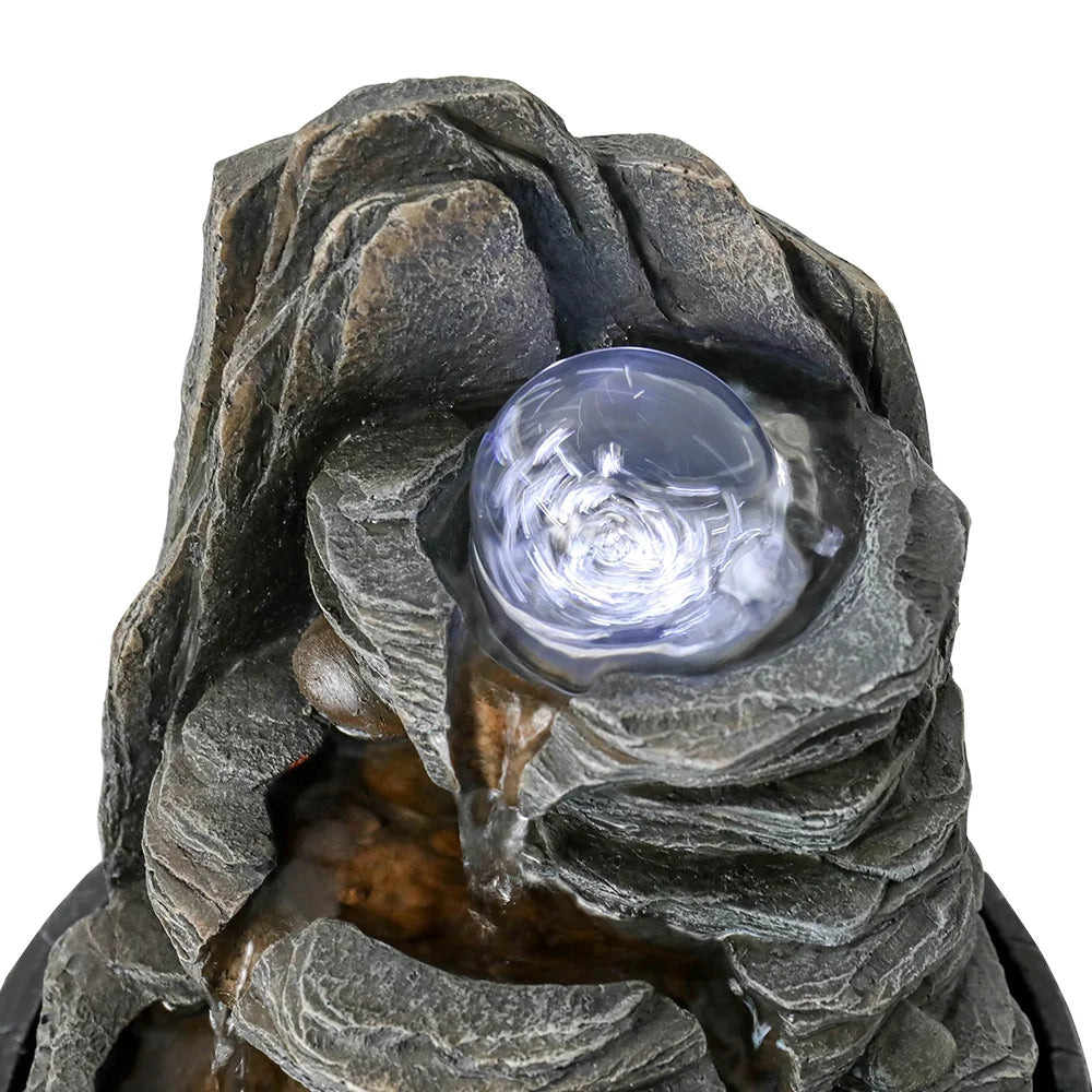 9.8'' Tabletop Water Fountain with LED Light, 4-Tiered Indoor Electric Resin Fountain H32012