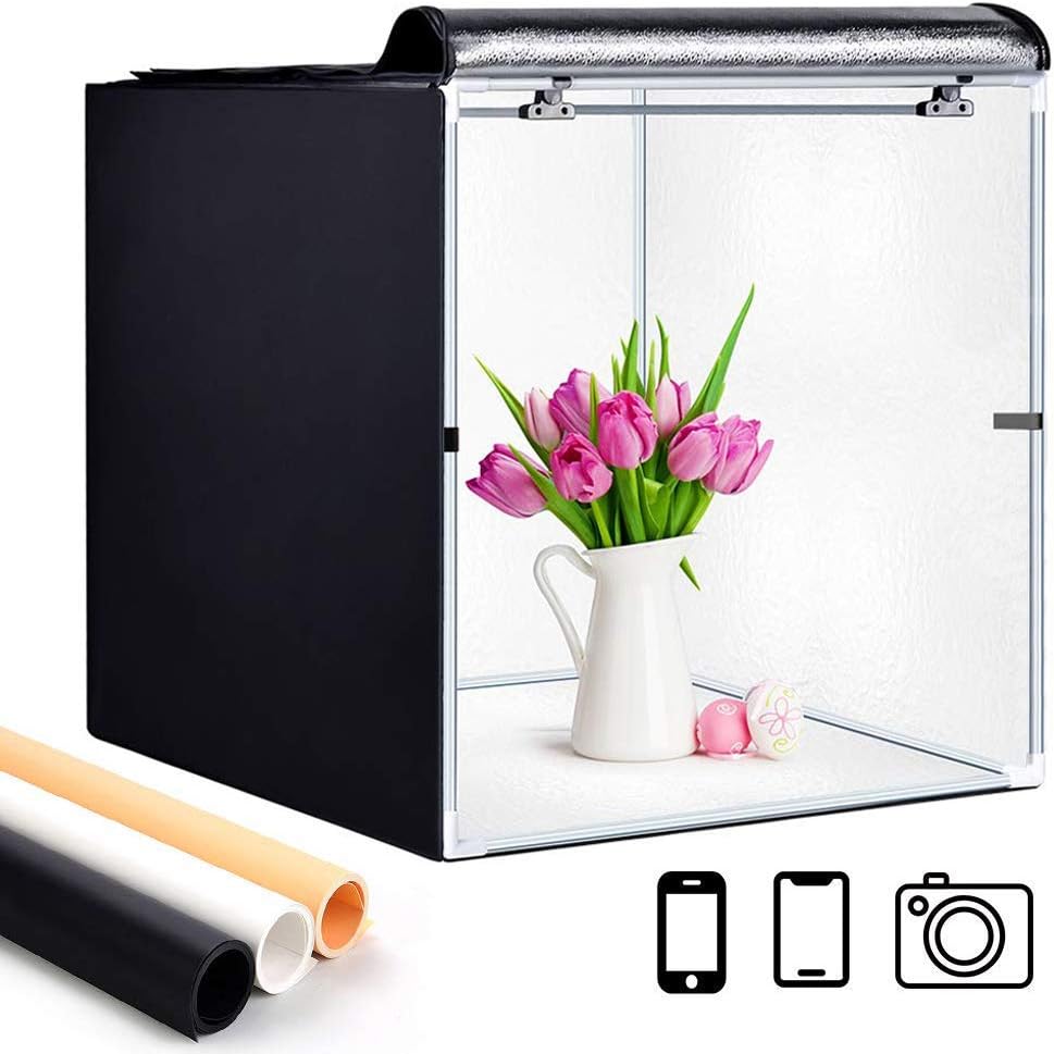 24 x 24 Inch Portable Photo Studio Light Box with LED Lights and 6 Color Backdrops H3594