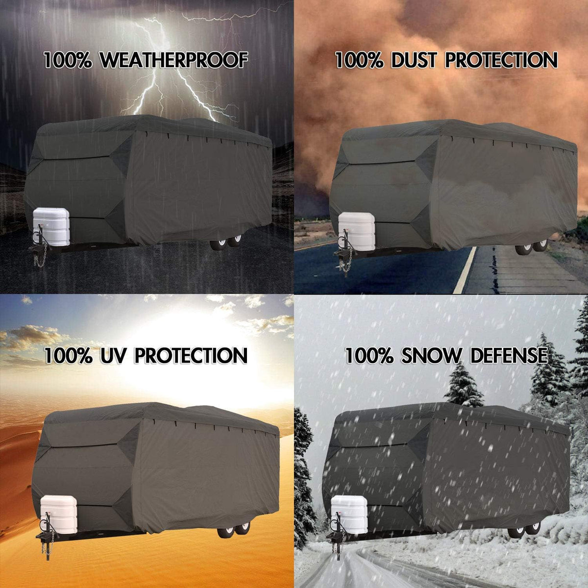 Gray RV Cover Fits Length 30'-33' Travel Trailer Camper E700815
