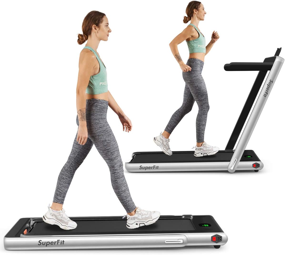 2 in 1 Folding Treadmill with Bluetooth Speaker and LED Display E71243