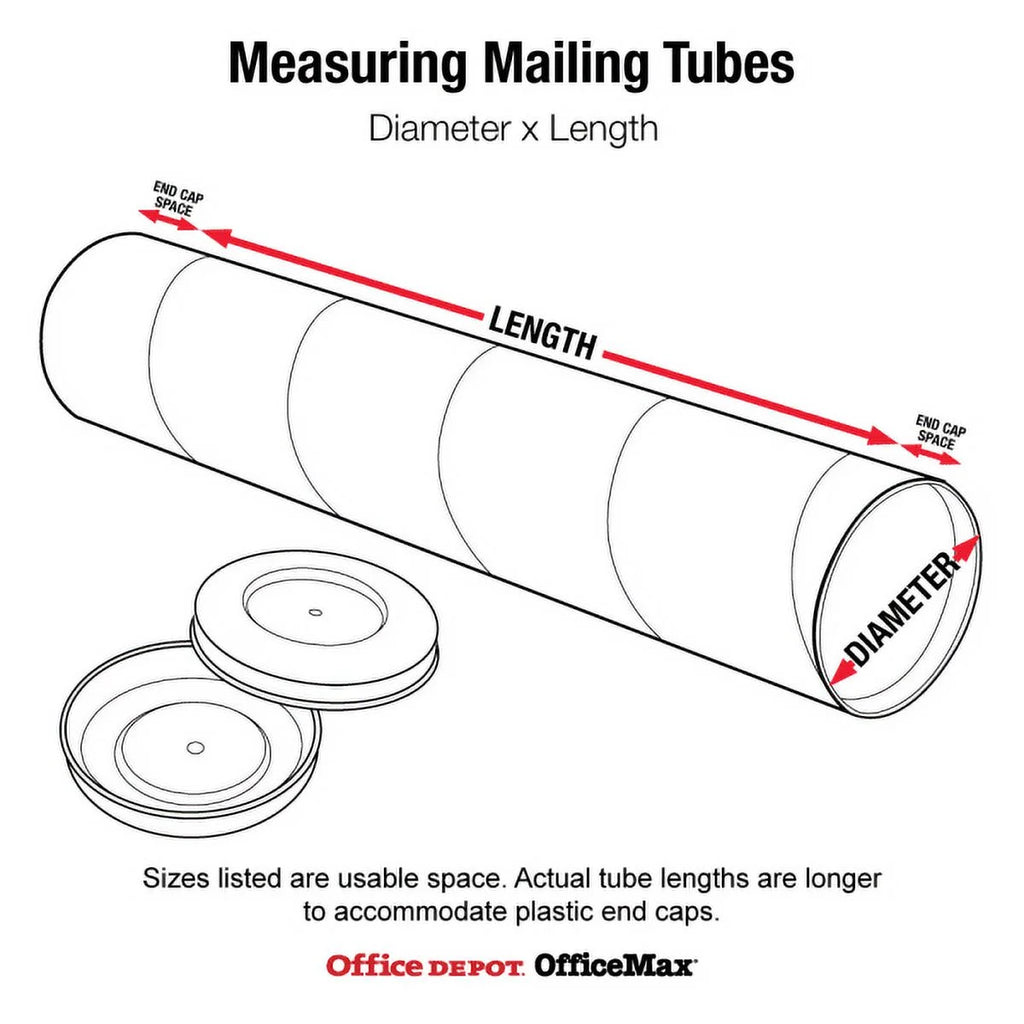 White 3x12 Mailing Tubes with Caps, 24/CS E764