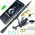 Carbon Fiber Telescopic Fishing Rod and Reel Combo Kit with Tackle Box, Pack of 2 O197