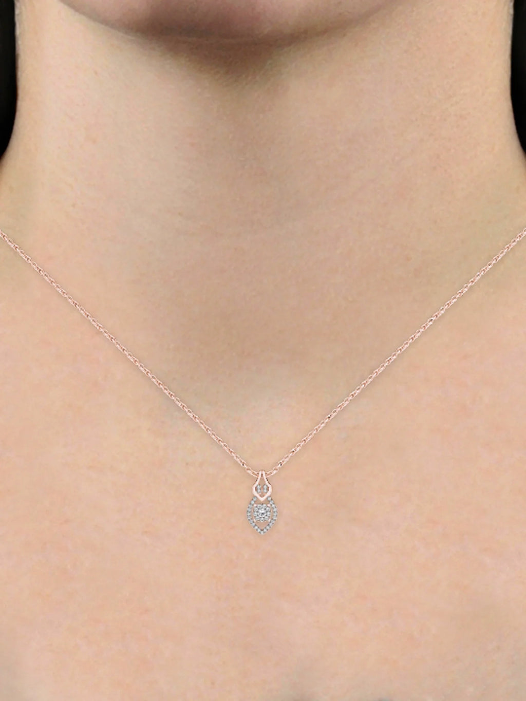 10K Rose Gold Diamond Teardrop Necklace Z205