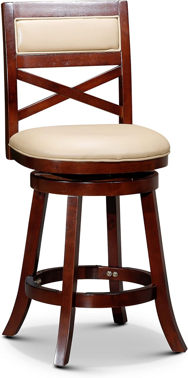 Black Leather Seat Swivel Stool, 24” Counter Height B5961