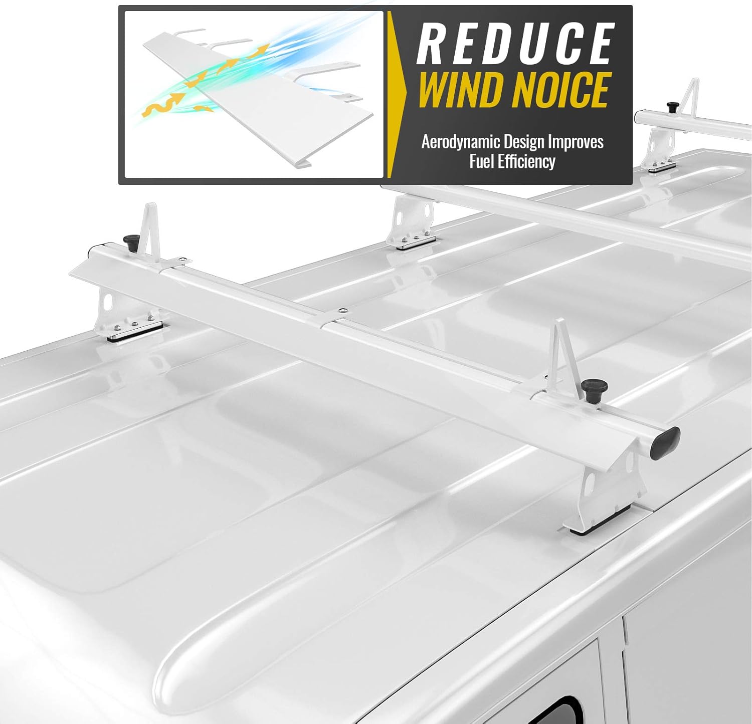 White Aluminum Van Rack Wind Deflector V3838